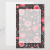 Gekke rode en grijze harten en bloemen briefpapier (Voorkant / Achterkant)