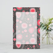 Gekke rode en grijze harten en bloemen briefpapier (Staand voorkant)