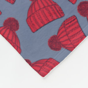 Gekke Rood en Blauwe Bobbel Mutsen Patroon Fleece Deken