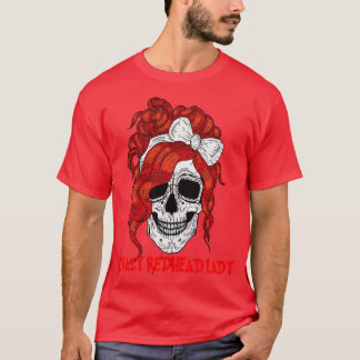 Gekke roodharige dame schedel t-shirt