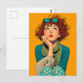 Gekke roodharige in Polka Dots Briefkaart (Voorkant / Achterkant)