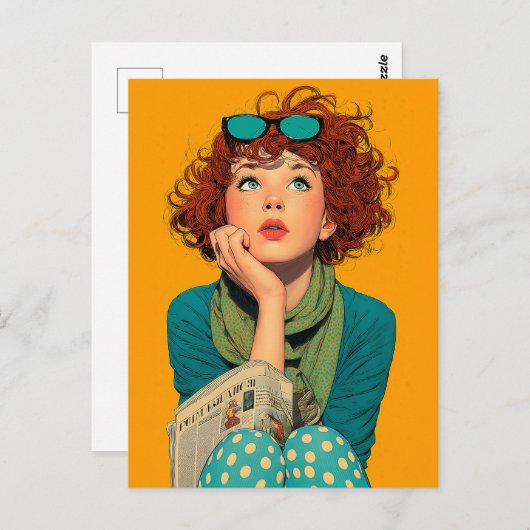 Gekke roodharige in Polka Dots Briefkaart (Voorkant / Achterkant)