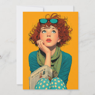 Gekke roodharige in Polka Dots Kaart