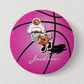 Gekke roze Basketball Guy | Gepersonaliseerd Ronde Button 7,6 Cm (Voorkant)