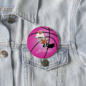 Gekke roze Basketball Guy | Gepersonaliseerd Ronde Button 7,6 Cm (In situ)