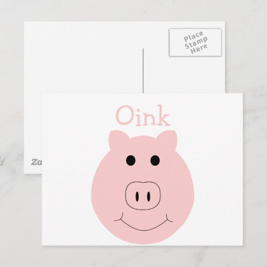 Gekke roze briefkaart (Voorkant / Achterkant)