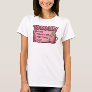 Gekke Roze COFFIE SPELEN MET KAT Trendy T-shirt
