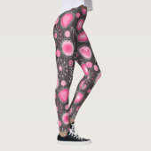 Gekke roze en grijze harten en bloemen leggings (Rechts)