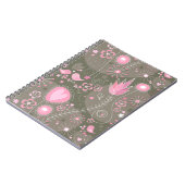 Gekke roze en grijze harten, vogels en bloemen notitieboek (Linkerzijde)