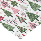 Gekke roze en groene kerstbomen lange tafelloper (Hoek)