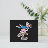 gekke roze flamingo ijsschaatsen briefkaart (Staand voorkant)