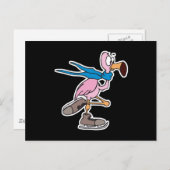 gekke roze flamingo ijsschaatsen briefkaart (Voorkant / Achterkant)