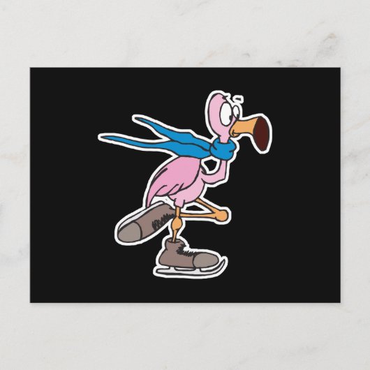 gekke roze flamingo ijsschaatsen briefkaart (Voorkant)