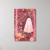 Gekke Roze Geest in betoverd bloemenbos Canvas Afdruk (Voorkant)