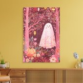 Gekke Roze Geest in betoverd bloemenbos Canvas Afdruk (Insitu (Woonkamer))