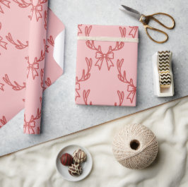 Gekke roze kerstpatronen cadeaupapier