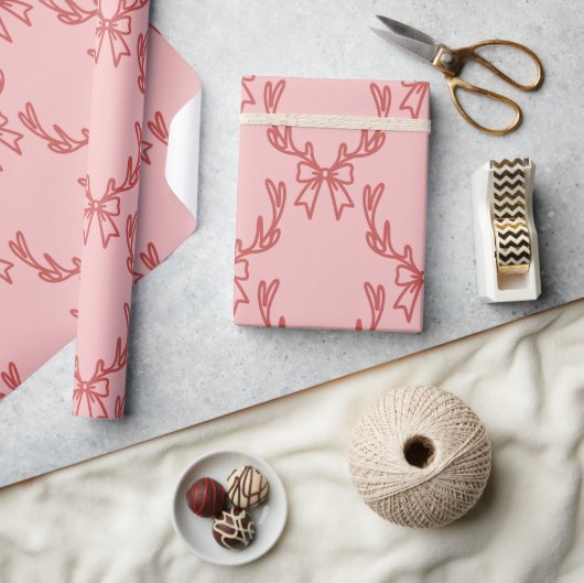 Gekke roze kerstpatronen cadeaupapier (Crafts)