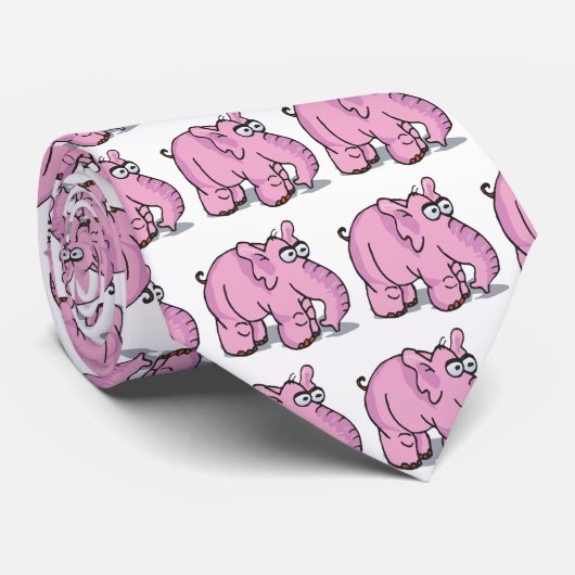 gekke roze olifant stropdas (Opgerold)