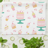 Gekke roze taart en cupcakes theedoek (Gevouwen)