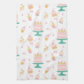 Gekke roze taart en cupcakes theedoek (Verticaal)
