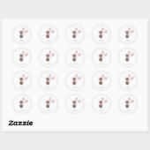 Gekke roze teddybeer ronde sticker (Vel)