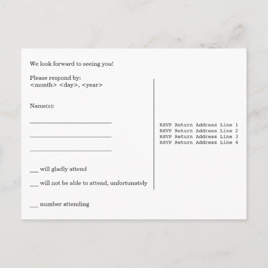 Gekke RSVP-kaart met naam RSVP-kaart Uitnodiging Briefkaart (Achterkant)