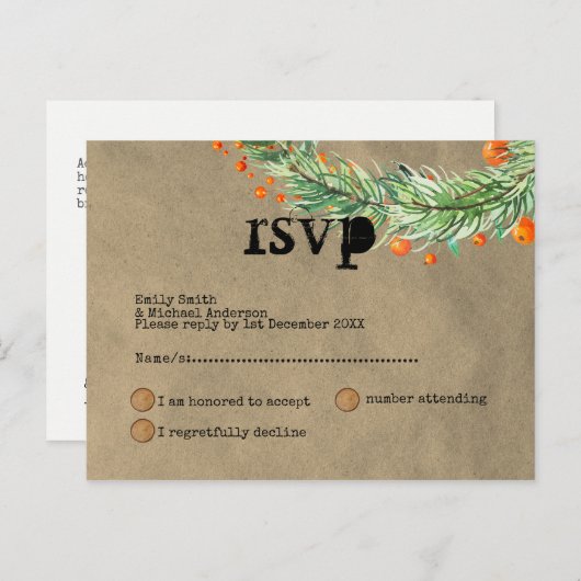 Gekke Rustieke Kerst Evenement RSVP Doodle Kunst Uitnodiging Briefkaart (Voorkant / Achterkant)