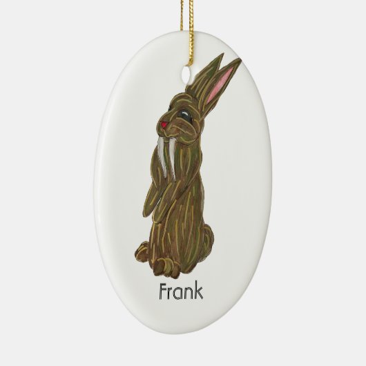Gekke Saber Tooth Rabbit Keramisch Ornament (Rechts)