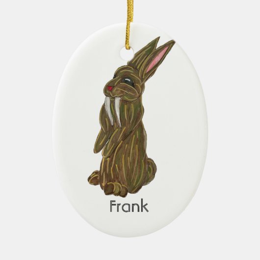 Gekke Saber Tooth Rabbit Keramisch Ornament (Voorkant)
