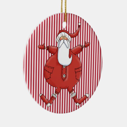 Gekke Santa on Stripe Background Ornament (Rechts)