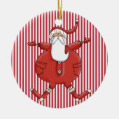 Gekke Santa on Stripe Background Ornament (Voorkant)