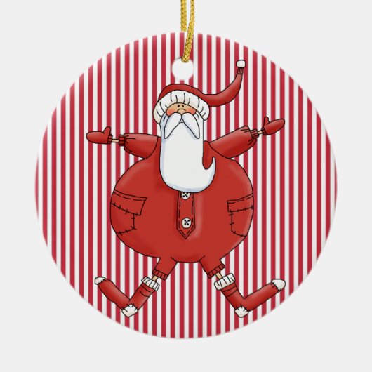 Gekke Santa on Stripe Background Ornament (Voorkant)