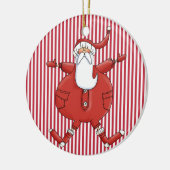 Gekke Santa on Stripe Background Ornament (Links)