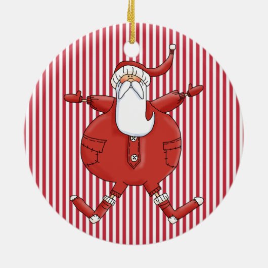 Gekke Santa on Stripe Background Ornament (Achterkant)