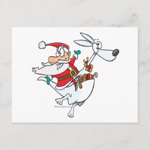 gekke santa op een gekangaroo grappige cartoon feestdagenkaart