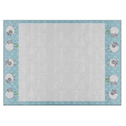 Gekke schaap aan de blauwe grensruit snijplank (Voorkant)