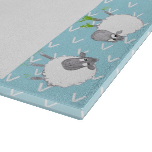 Gekke schaap aan de blauwe grensruit snijplank (Hoek)