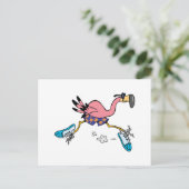 gekke schattig joggen met flamingo briefkaart (Staand voorkant)