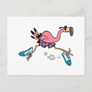 gekke schattig joggen met flamingo briefkaart