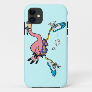 gekke schattig joggen met flamingo iPhone 11 hoesje