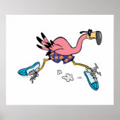 gekke schattig joggen met flamingo poster (Voorkant)