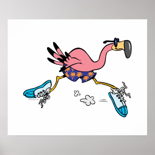 gekke schattig joggen met flamingo poster (Voorkant)