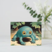 Gekke Schattige Blue Creature Briefkaart (Staand voorkant)