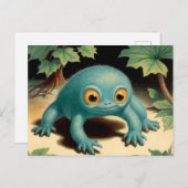 Gekke Schattige Blue Creature Briefkaart (Voorkant / Achterkant)