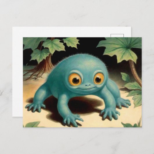 Gekke Schattige Blue Creature Briefkaart (Voorkant / Achterkant)