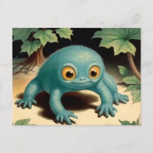 Gekke Schattige Blue Creature Briefkaart