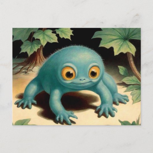 Gekke Schattige Blue Creature Briefkaart (Voorkant)