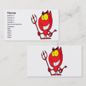 gekke schattige cartoon-duivel met pitchfork visitekaartje (Voorkant / Achterkant)