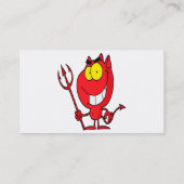gekke schattige cartoon-duivel met pitchfork visitekaartje (Achterkant)