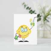 gekke schattige cartoon van citroenen drink limona briefkaart (Staand voorkant)